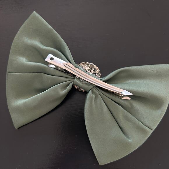 Girls Holiday Dress Green Puff Sleeve with Bow Sz. 4 Birthday Pageant Formal - Picture 11 of 13
